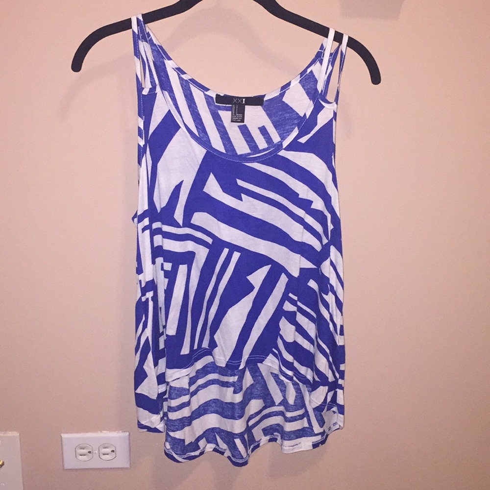 Stripped high/low tank top
